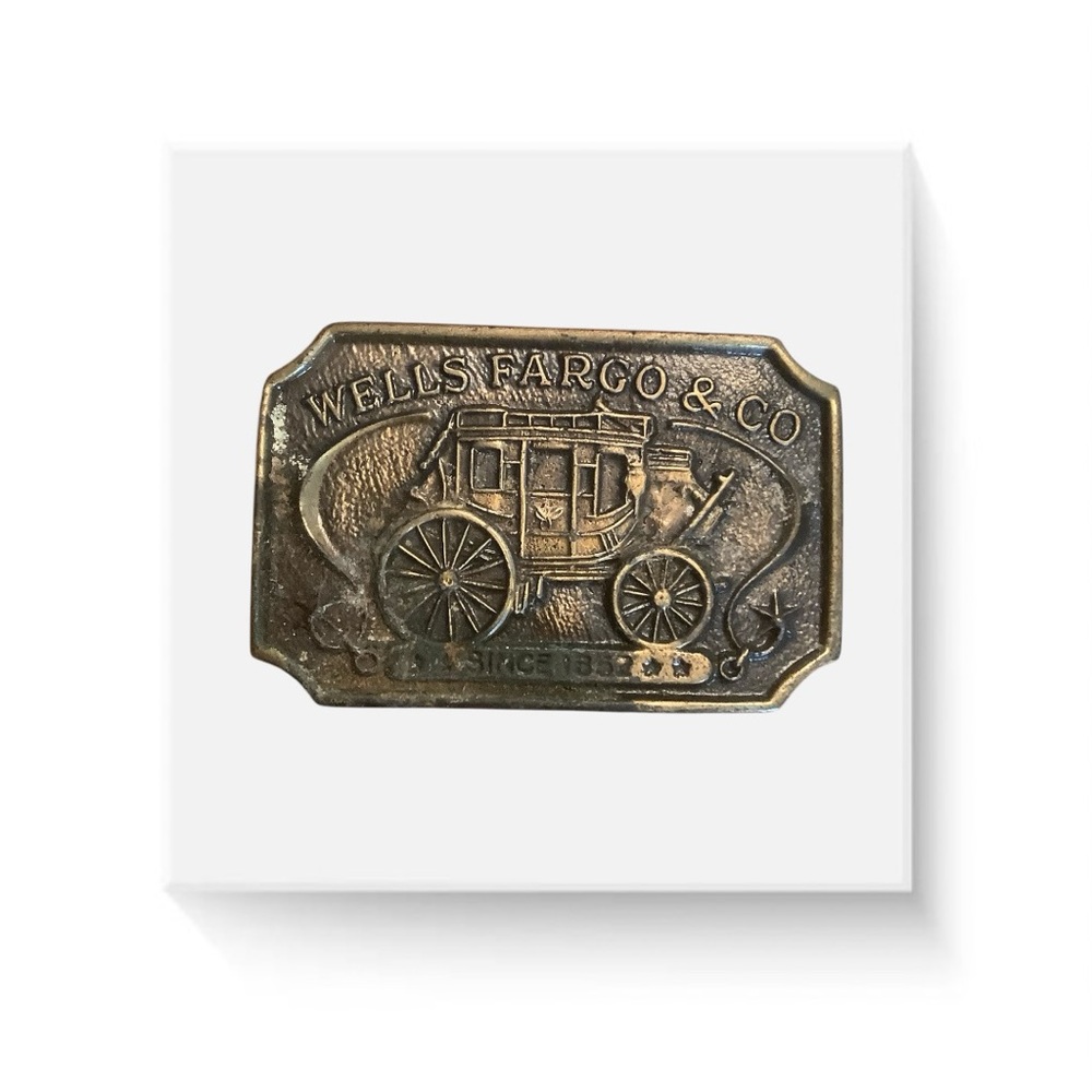 Vintage Wells Fargo & Co. Brass Belt Buckle W13
